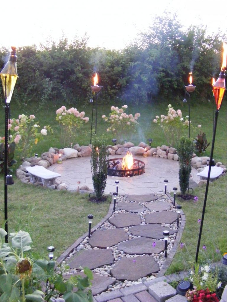 Perfect Torches with Flagstone Walkway for Inexpensive 