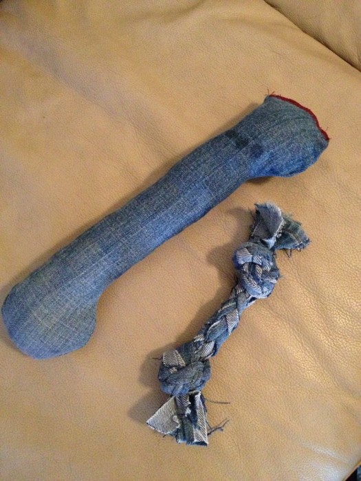 homemade denim dog toys