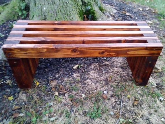 Handmade Rustic Outdoor Wooden Bench - BigDIYIdeas.com